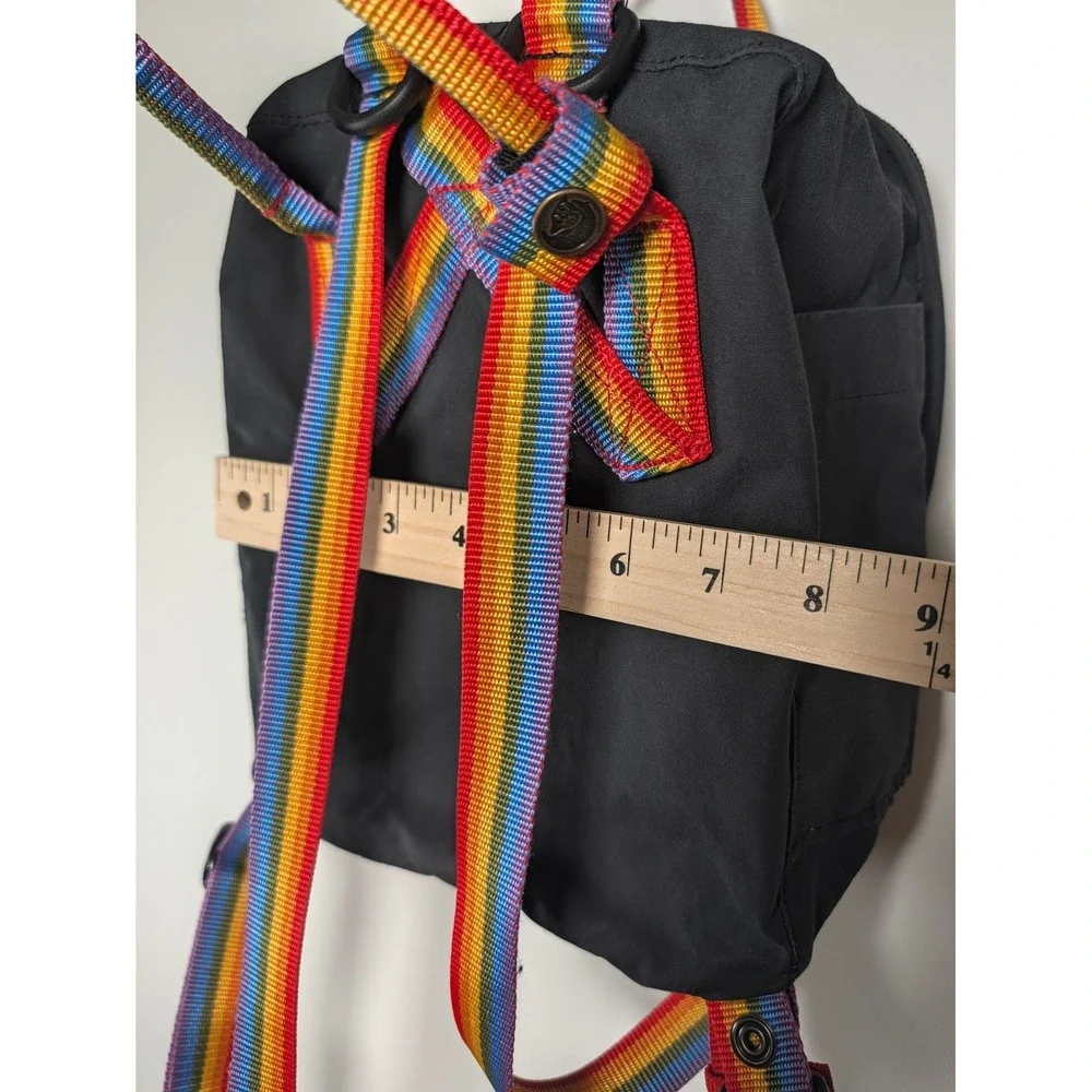 Fjallraven Unisex Backpack Kanken Rainbow Mini 23621 Vinylon F Black One Size
